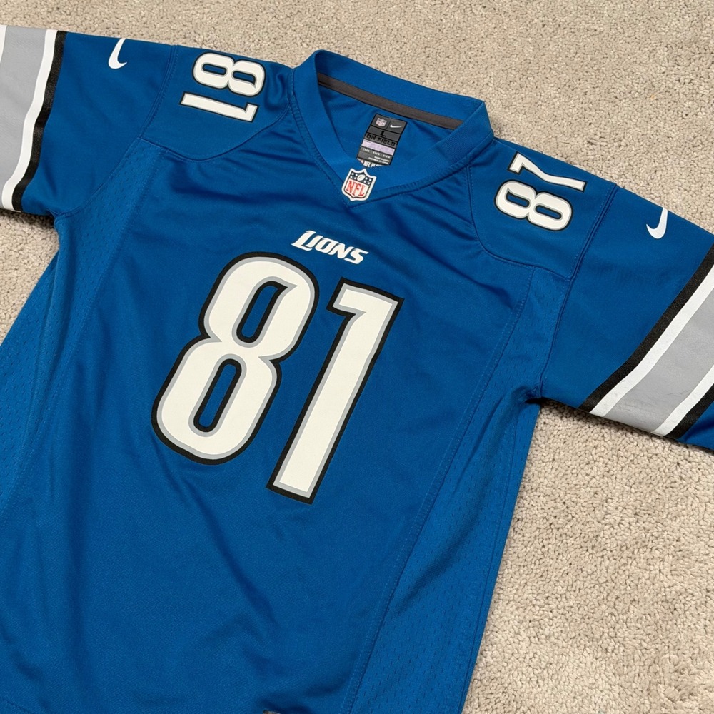 Nike Detroit Lions Calvin Johnson 81 NFL Jersey Kids Large 14-16 Blue Megatron